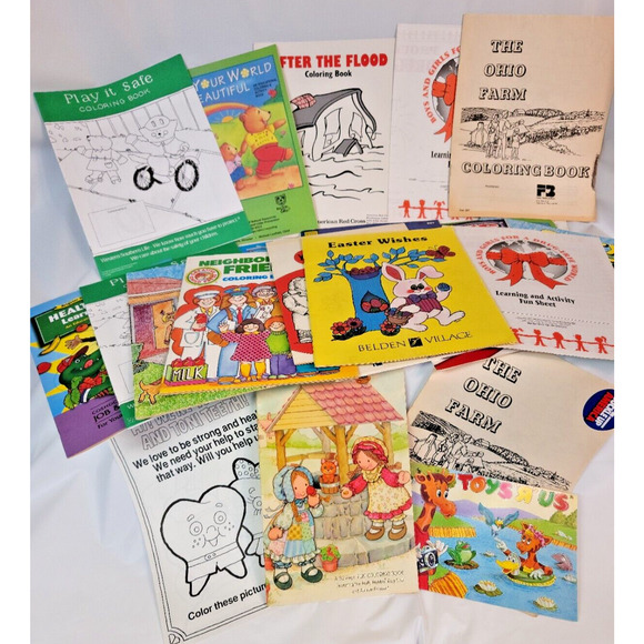 Children's Educational Coloring Workbooks Advertisements '60'70'80'90' 22 pieces - Picture 1 of 13